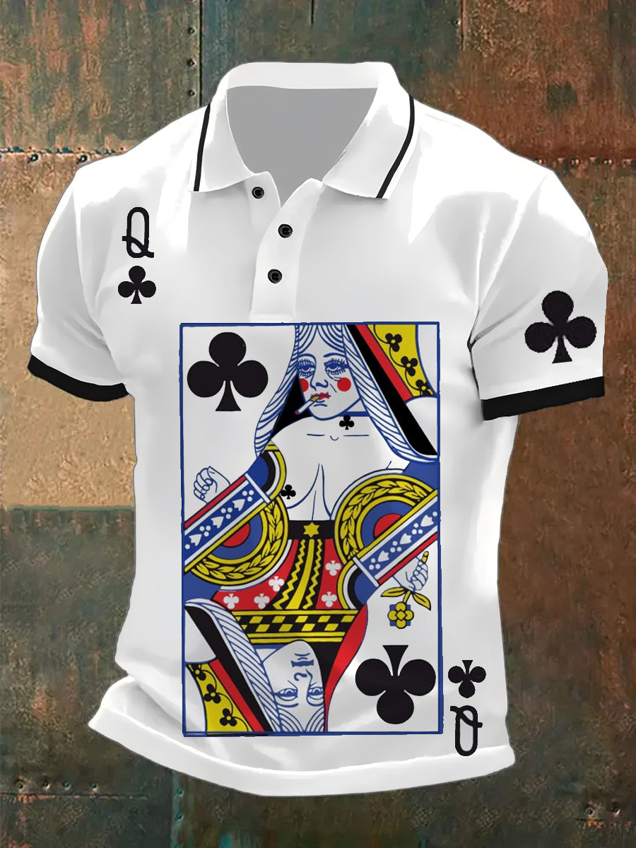 Herren-Retro-Kartenspielkunst-lässiges Polo-Shirt