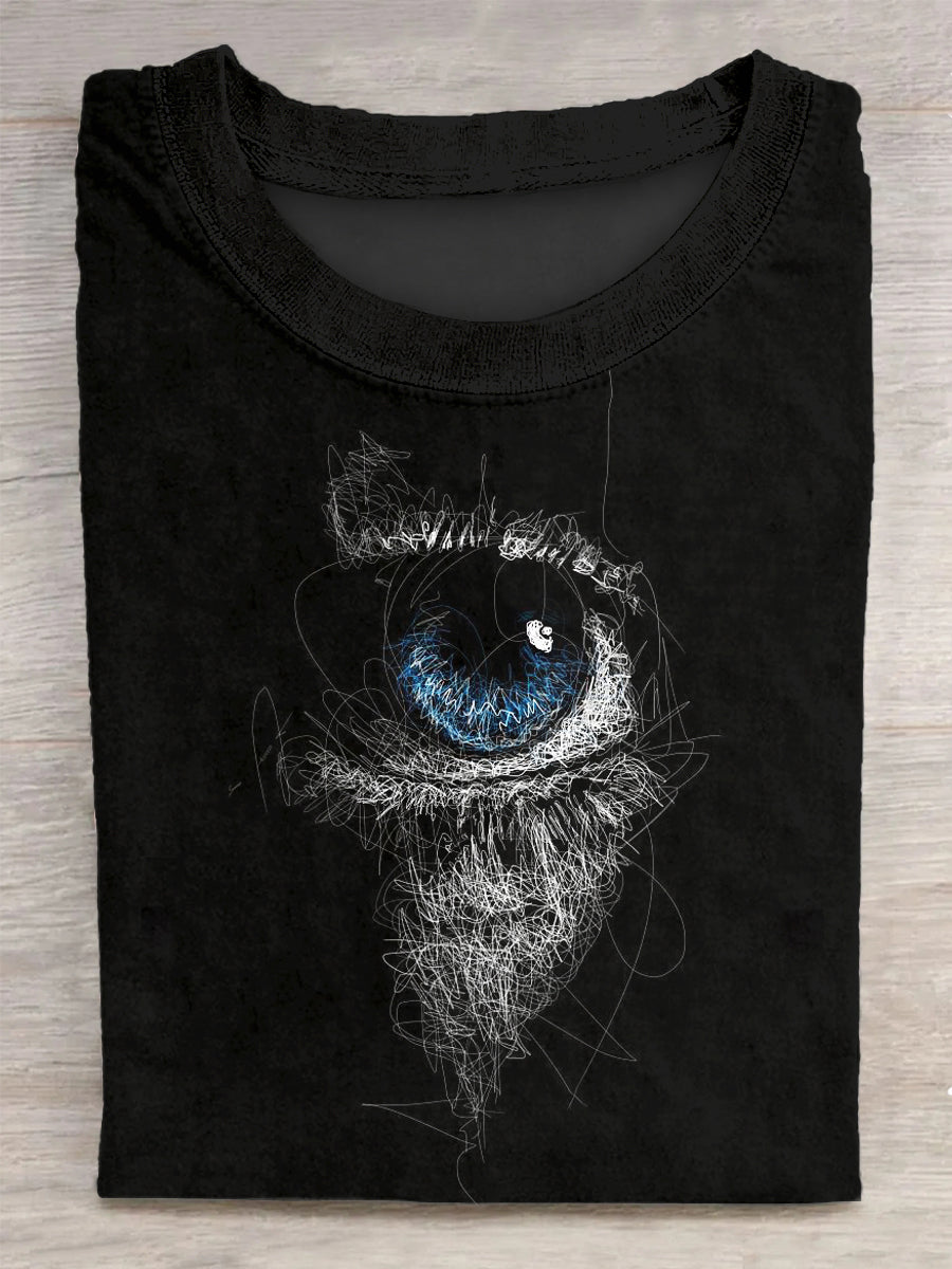 Unisex-Kurzarm-T-Shirt mit kreativem Auge gedruckt in Vintage-Mode