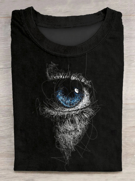 Unisex-Kurzarm-T-Shirt mit kreativem Auge gedruckt in Vintage-Mode