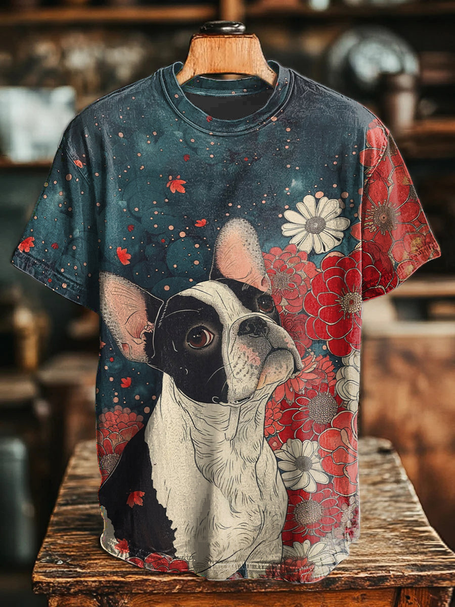 Unisex Vintage-T-Shirts mit Hunde-Print