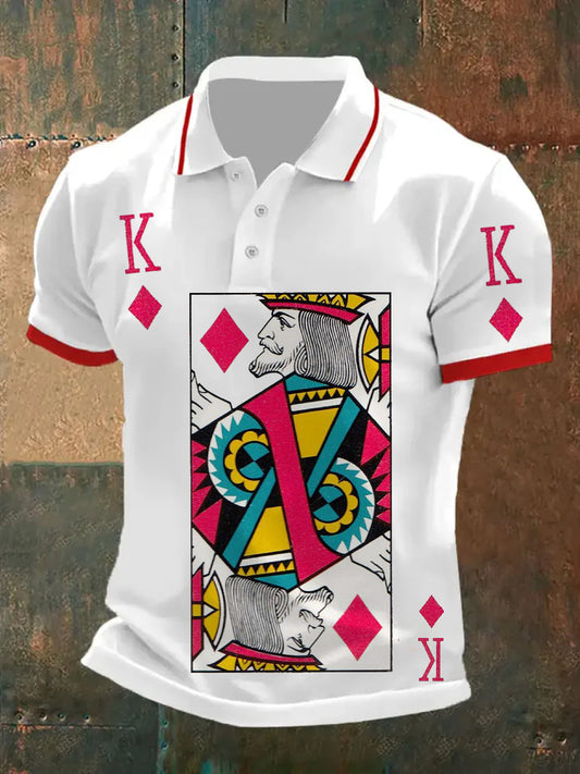 Herren-Retro-Kartenspielkunst-lässiges Polo-Shirt