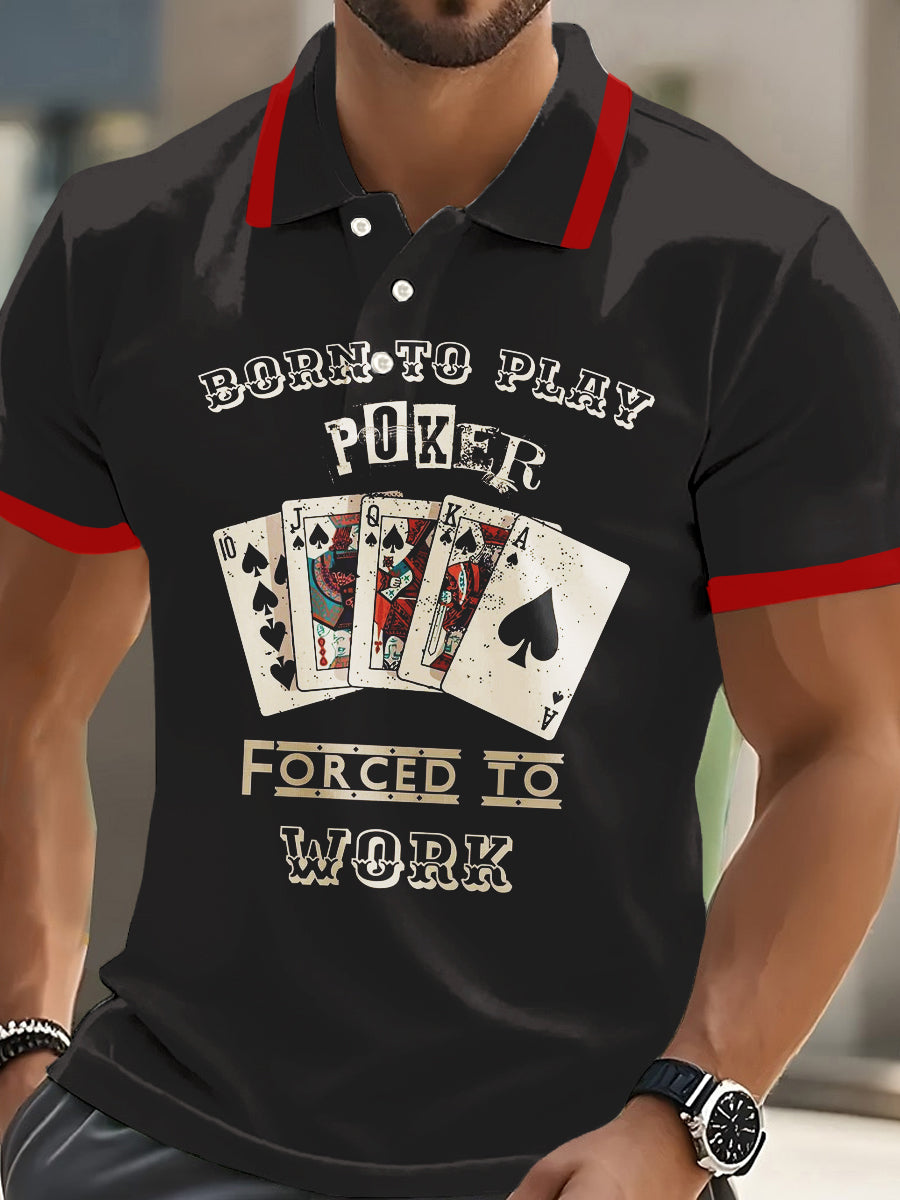 Herren Vintage Poker Kunstdruck Casual Polo Shirt
