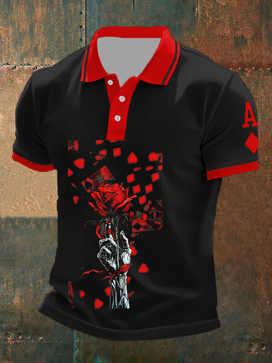 Herren-Retro-Kartenspielkunst-lässiges Polo-Shirt