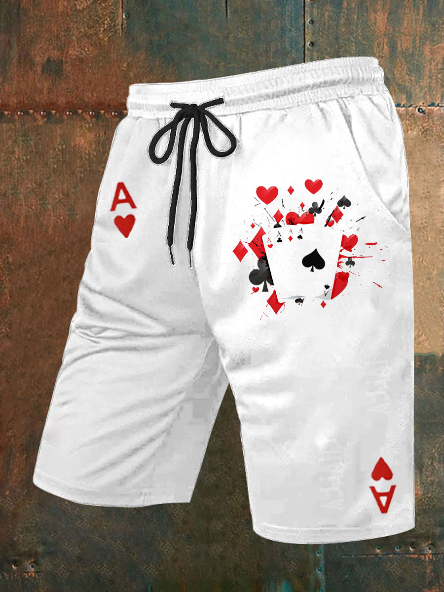 Herren Retro-Spielkarten Kunst Freizeit shorts