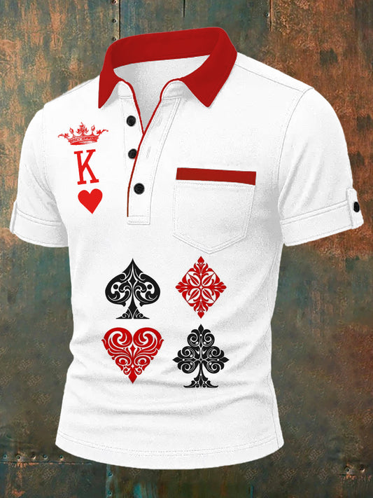 Herren-Retro-Kartenspielkunst-lässiges Polo-Shirt