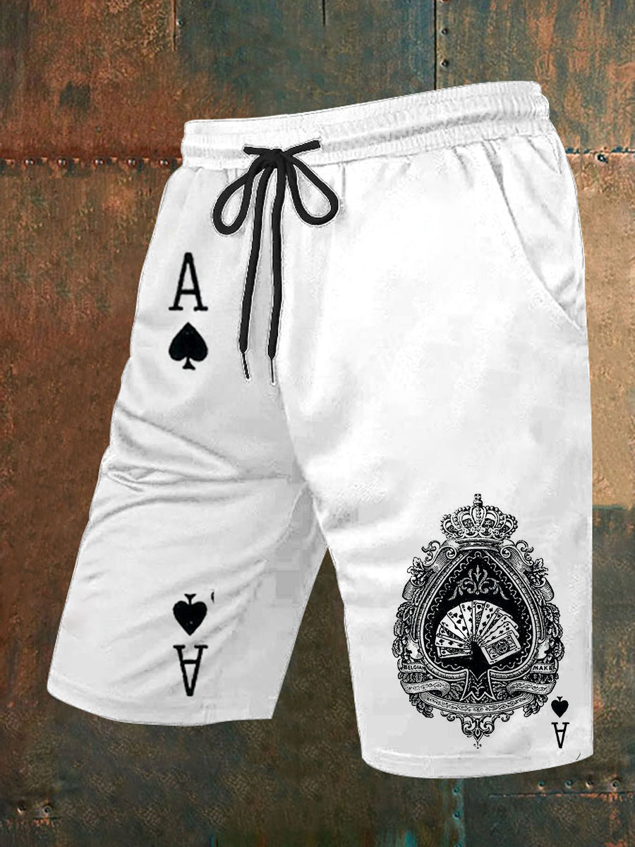 Herren-Retro-Spielkarten-Design-lässige Shorts
