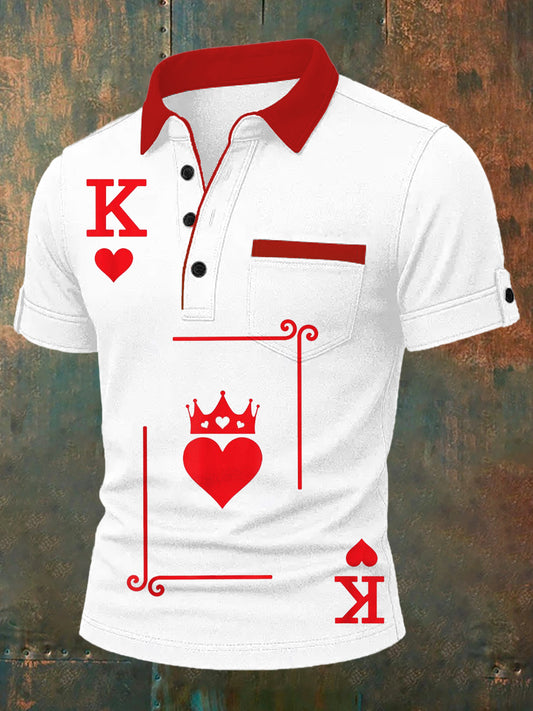 Herren-Retro-Kartenspielkunst-lässiges Polo-Shirt