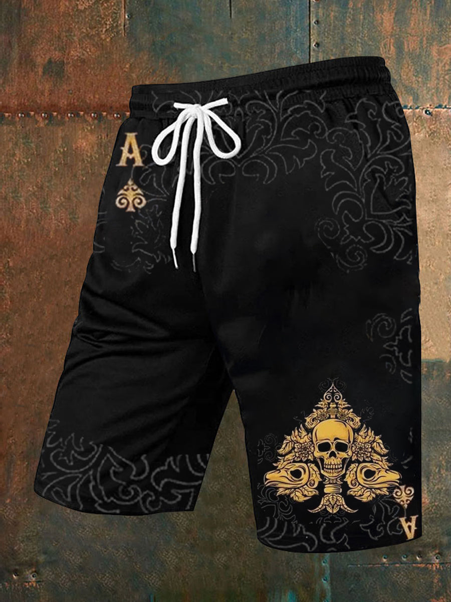 Herren-Retro-Spielkarten-Design-lässige Shorts
