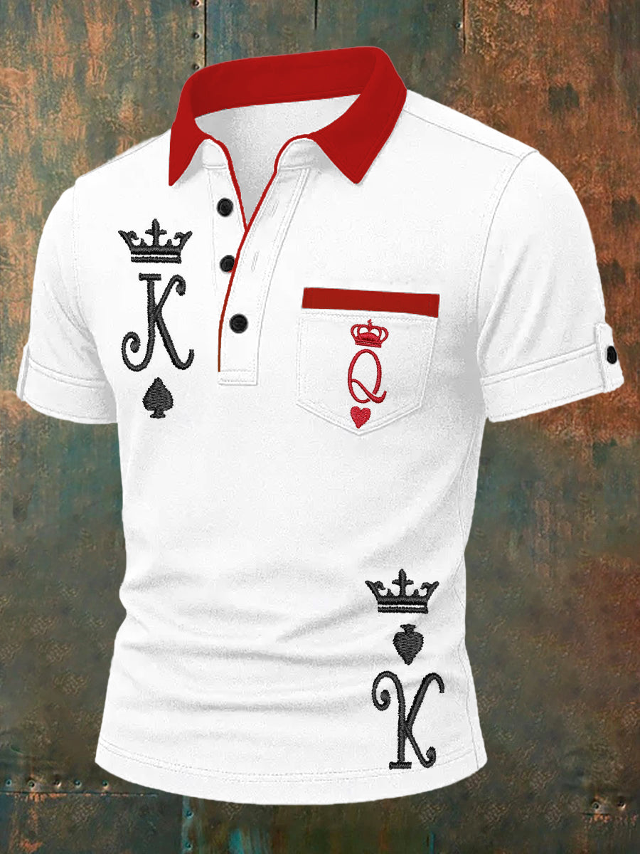 Herren Retro-Spielkarte Kunst Freizeit-Polo-Shirt