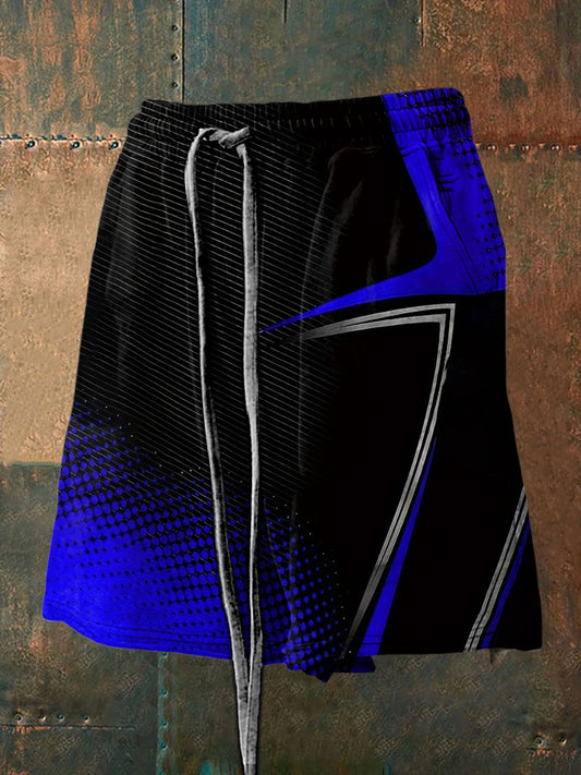Herren Vintage Dutch Blue Line Sport Abstrakt Print Freizeit-Taschen-Kordel zug Shorts