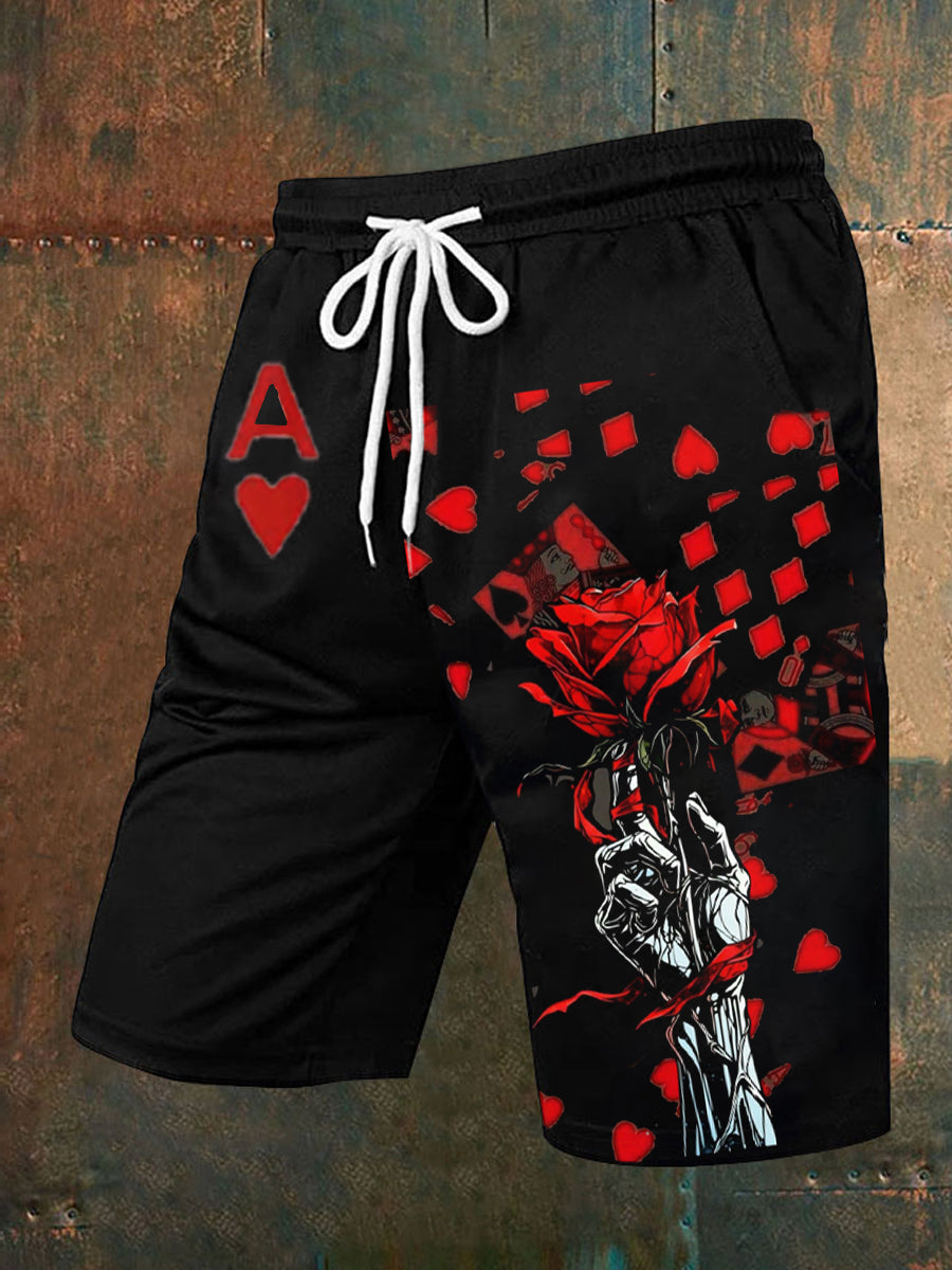 Herren-Retro-Spielkarten-Design-lässige Shorts