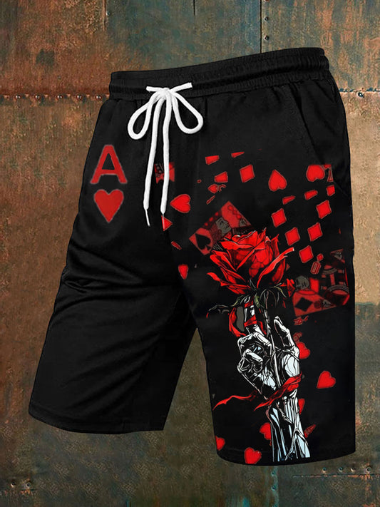 Herren-Retro-Spielkarten-Design-lässige Shorts