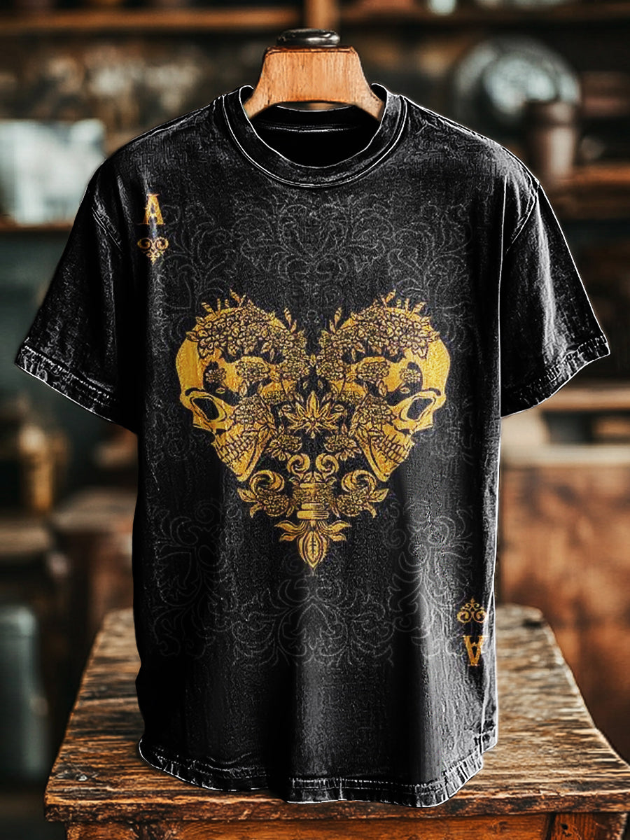 Unisex Vintage Pik-Ass-Druck lässig lose T-Shirt