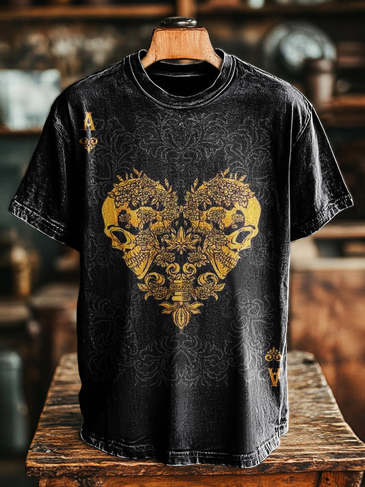 Unisex Vintage Pik-Ass-Druck lässig lose T-Shirt