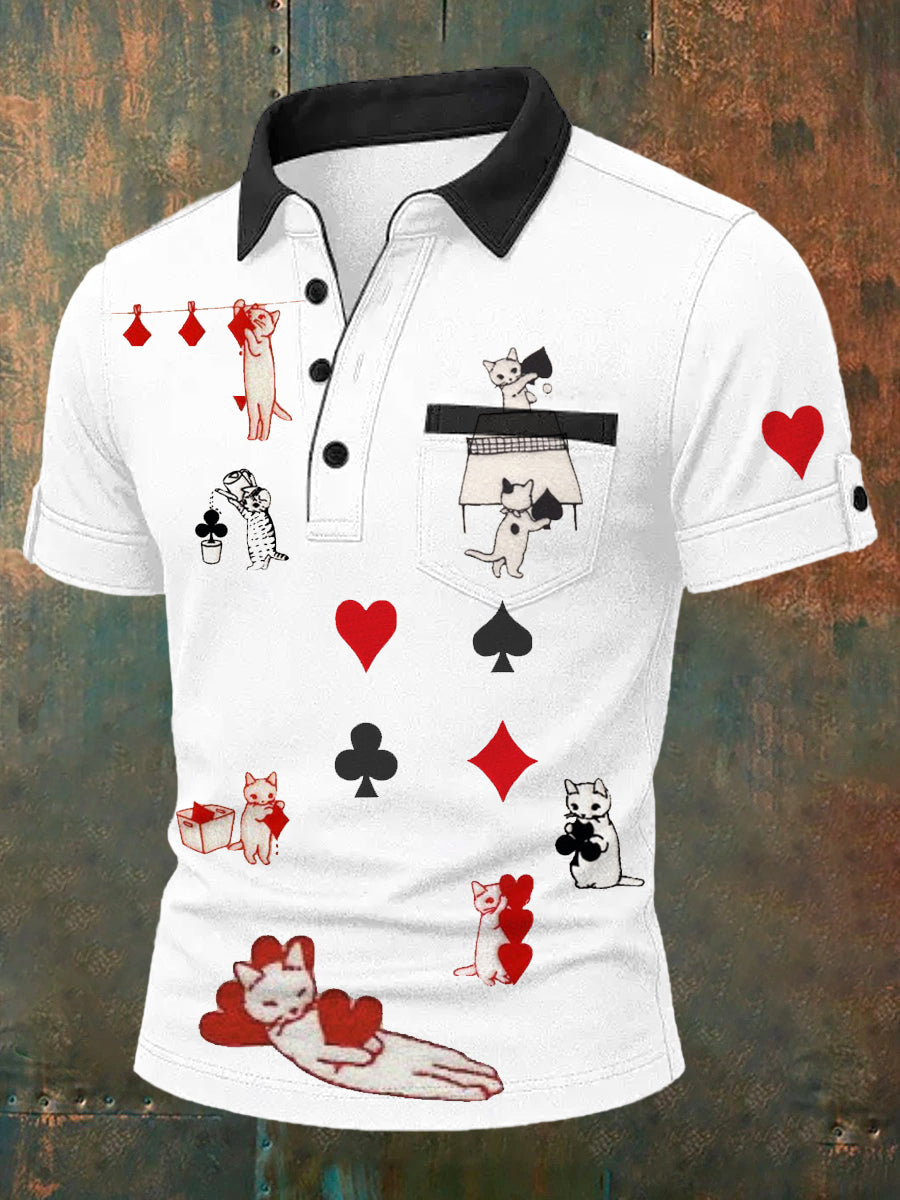 Herren-Retro-Kartenspielkunst-lässiges Polo-Shirt