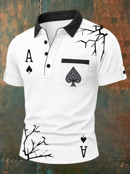 Herren-Retro-Kartenspielkunst-lässiges Polo-Shirt