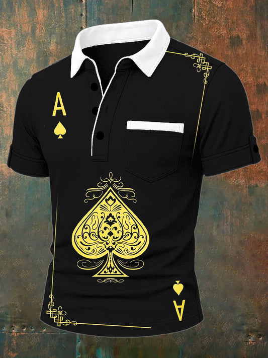 Herren-Retro-Kartenspielkunst-lässiges Polo-Shirt