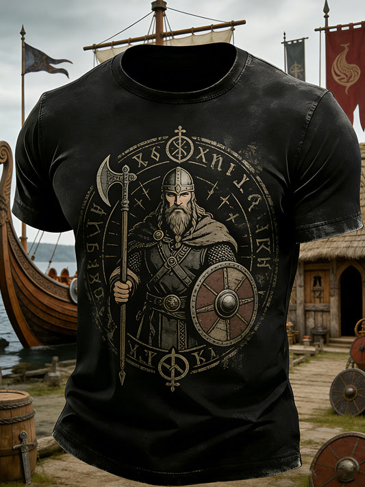 Männer schwedisches Viking-Themen-Print T-Shirt
