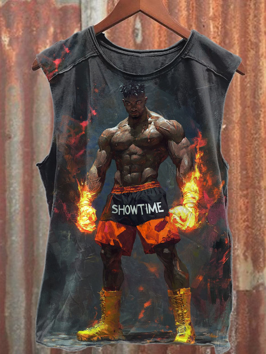 Vintage Box champion bedrucktes lässiges Baumwoll-Tanktop