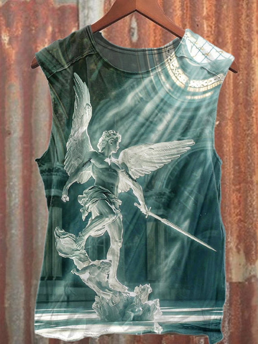 Vintage Eis engel bedrucktes lässiges Baumwoll-Tanktop