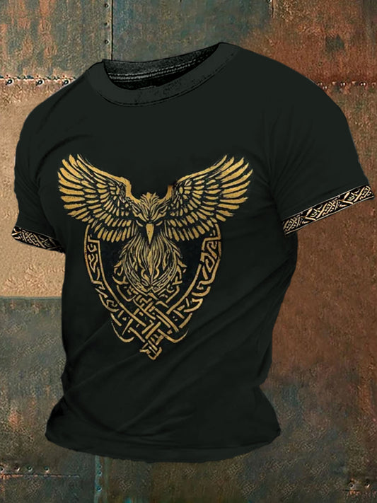 Viking Eagle Keltischer Knoten bedrucktes Rundhals-Sport-Kurzarm-T-Shirt