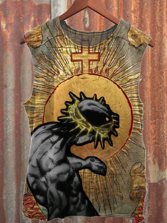 Vintage Jesus bedrucktes lässiges Baumwoll-Tanktop