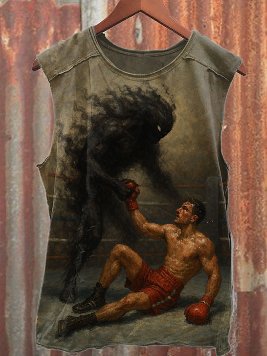 Vintage-Boxchampion-Print lässiges Baumwoll-Tanktop