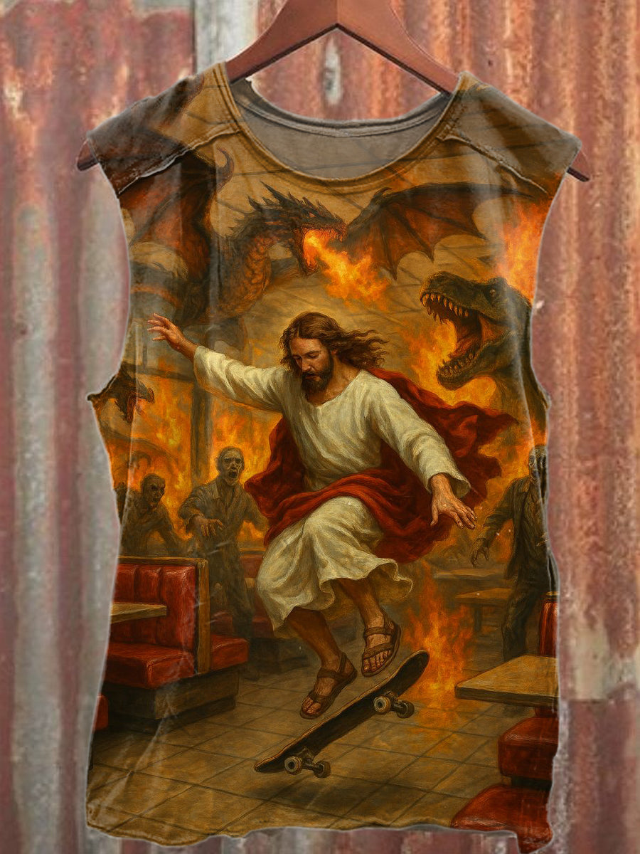 Vintage Jesus bedrucktes lässiges Baumwoll-Tanktop