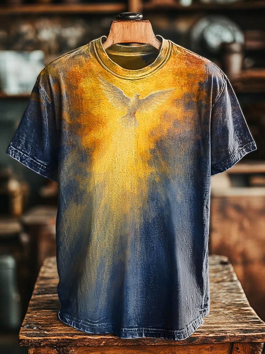 Unisex Vintage Peace Dove Ölgemälde Druck lässig lose T-Shirt