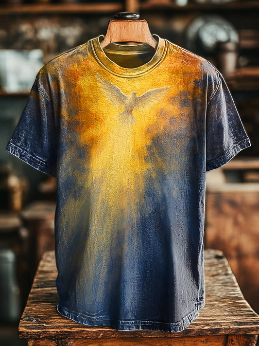 Unisex Vintage Peace Dove Ölgemälde Druck lässig lose T-Shirt