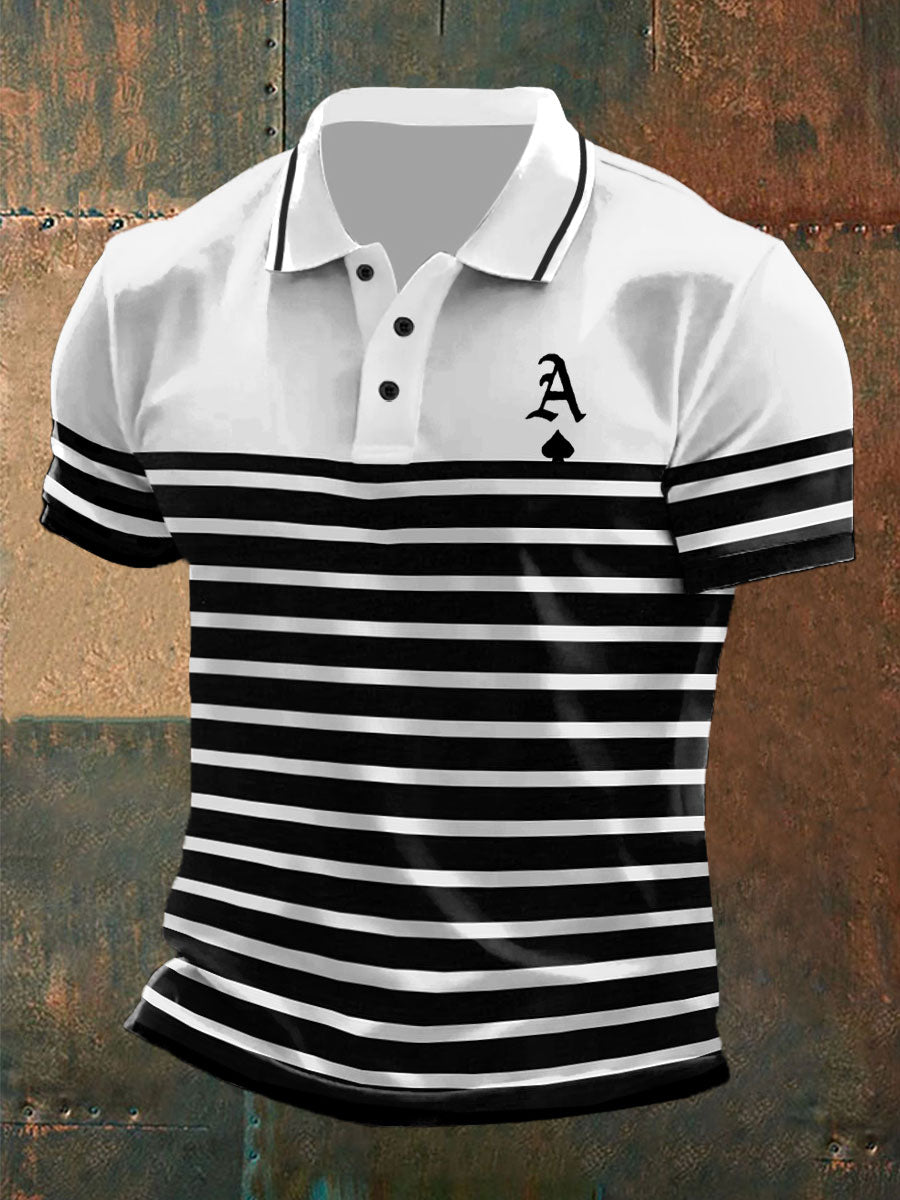 Herren Poker Ass von Pik gestreiften Tops