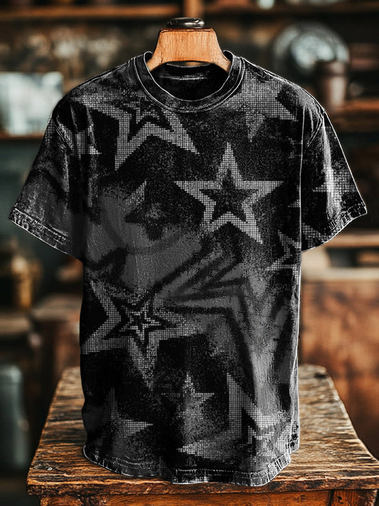 Unisex Vintage Psychedelic Star Print lässig lose T-Shirt