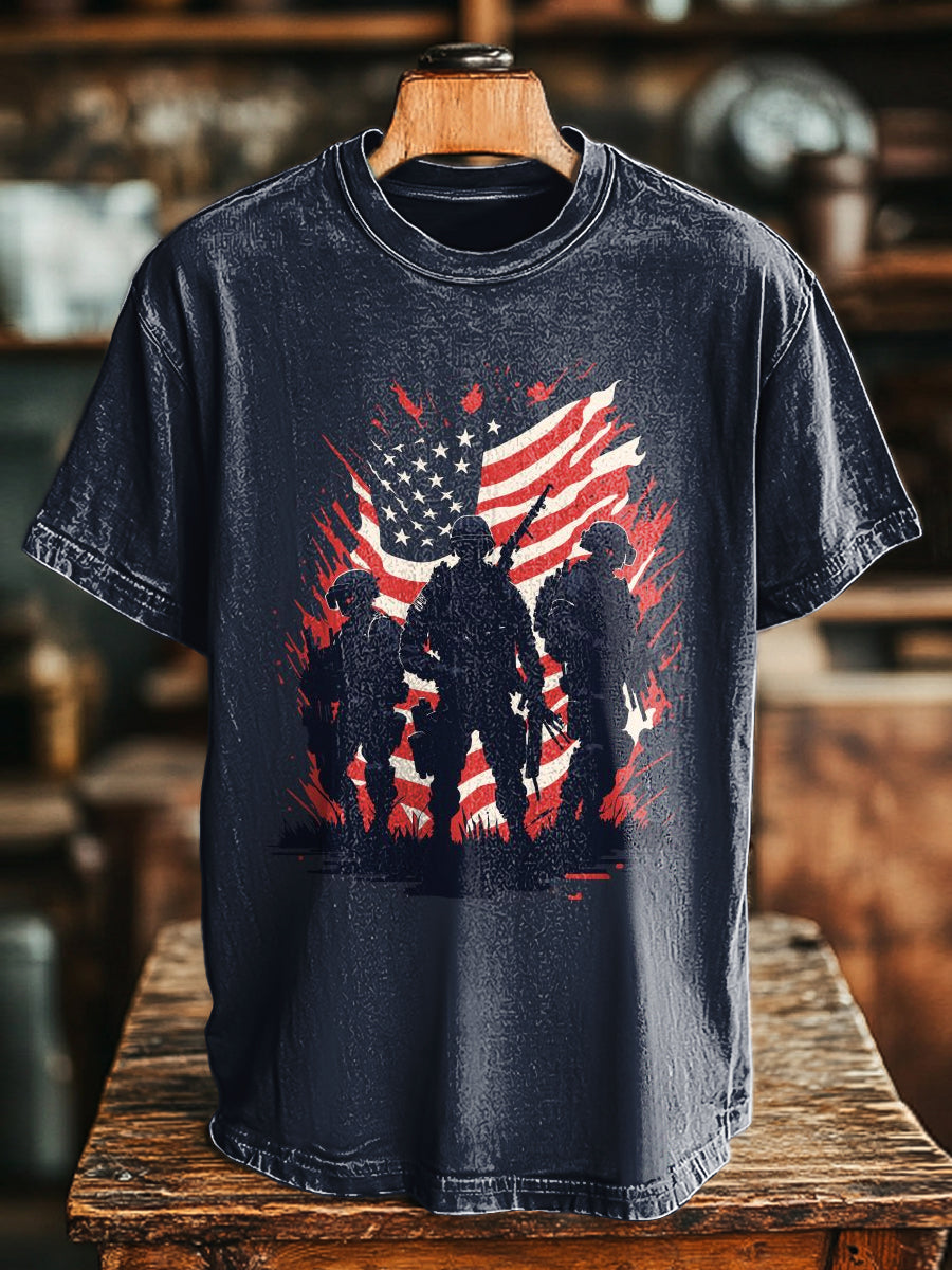 Unisex Vintage Flagge Abstrakter Druck Lässiges T-Shirt