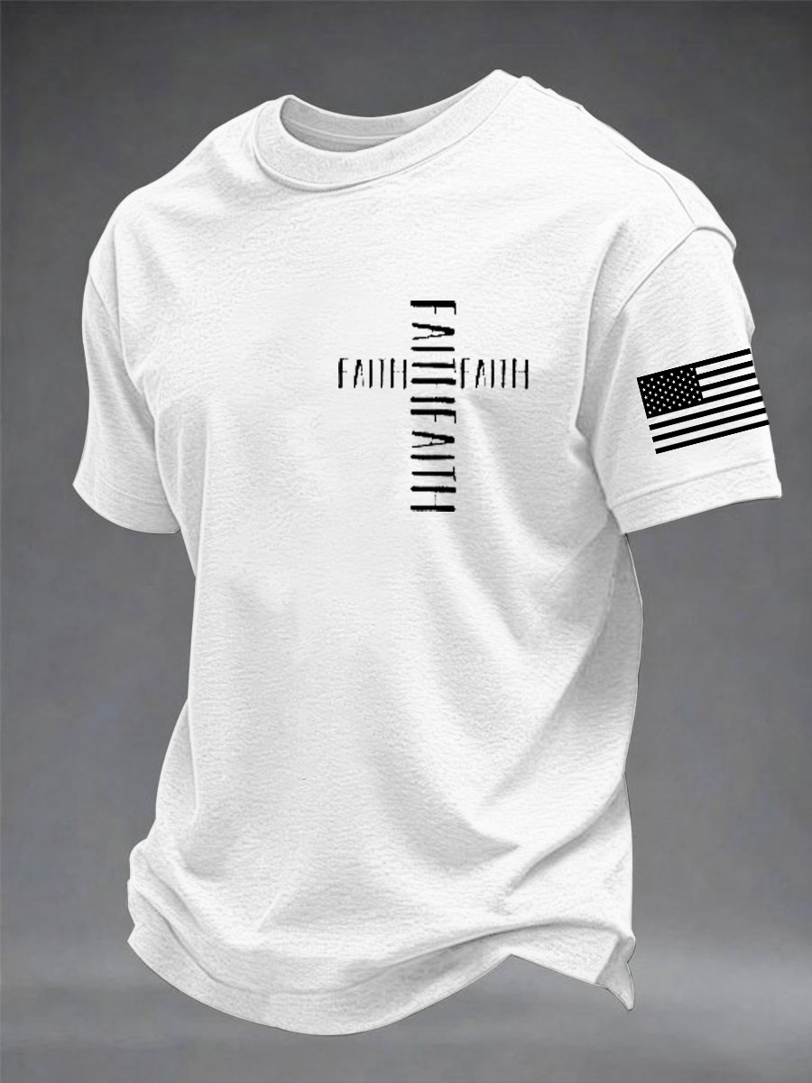 Kurzarm-T-Shirt aus Baumwolle für Herren mode mit beiläufiger Glaubens imitation