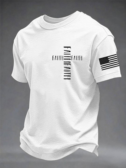 Kurzarm-T-Shirt aus Baumwolle für Herren mode mit beiläufiger Glaubens imitation