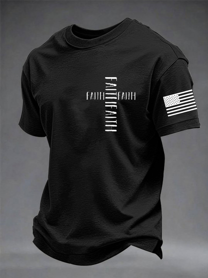 Kurzarm-T-Shirt aus Baumwolle für Herren mode mit beiläufiger Glaubens imitation