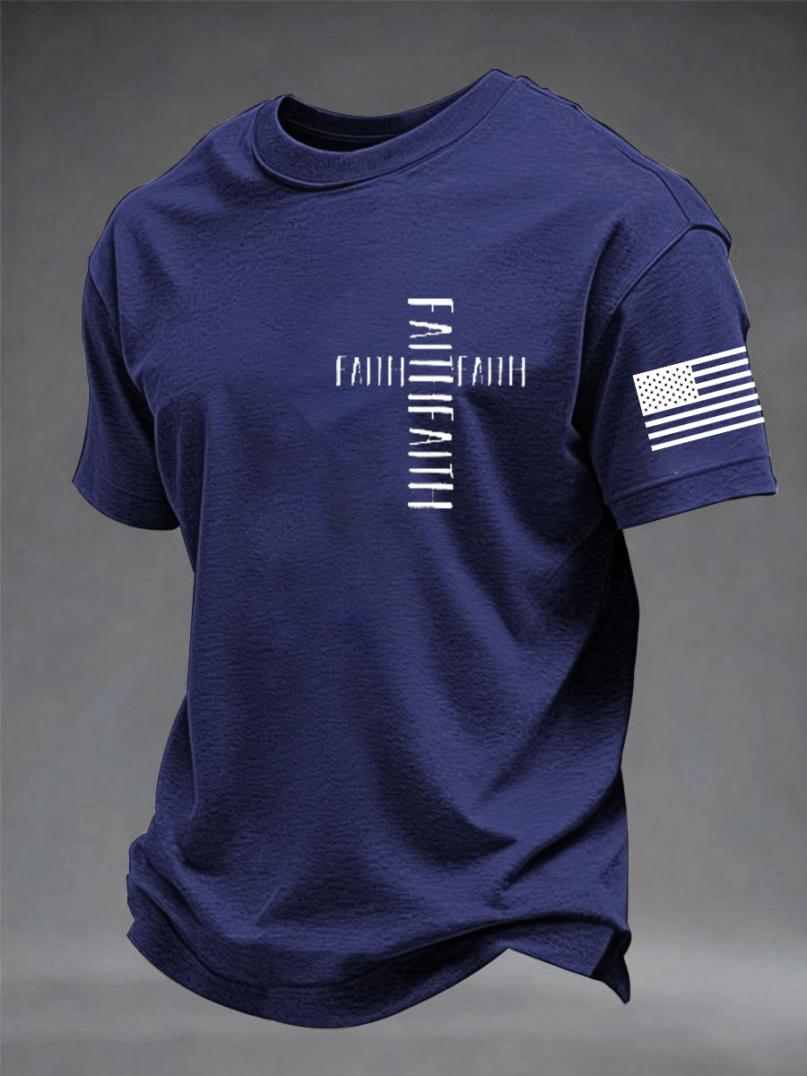 Kurzarm-T-Shirt aus Baumwolle für Herren mode mit beiläufiger Glaubens imitation