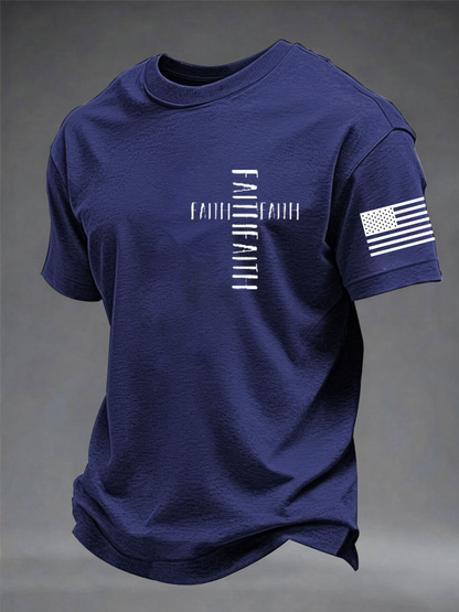 Kurzarm-T-Shirt aus Baumwolle für Herren mode mit beiläufiger Glaubens imitation