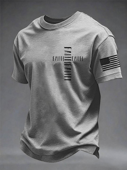 Kurzarm-T-Shirt aus Baumwolle für Herren mode mit beiläufiger Glaubens imitation