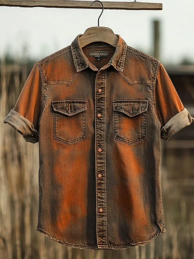 Herren-Western-Hemd mit kurzen Ärmeln