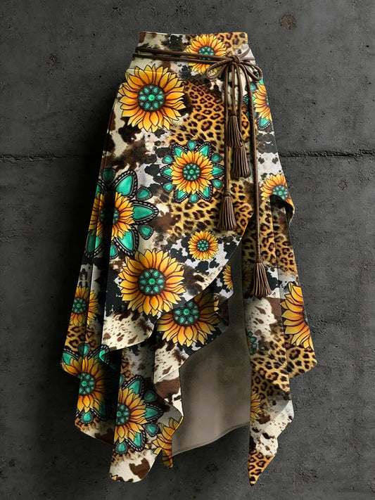 Bedruckter unregelmäßiger Rock für Frauen mit westlicher Kunst