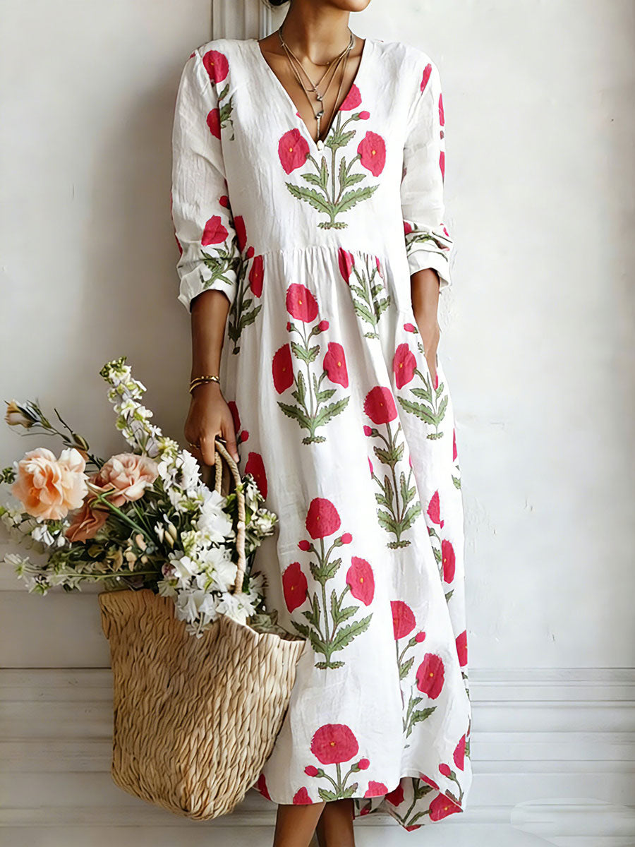 Damenkleid mit floralem Kunstprint