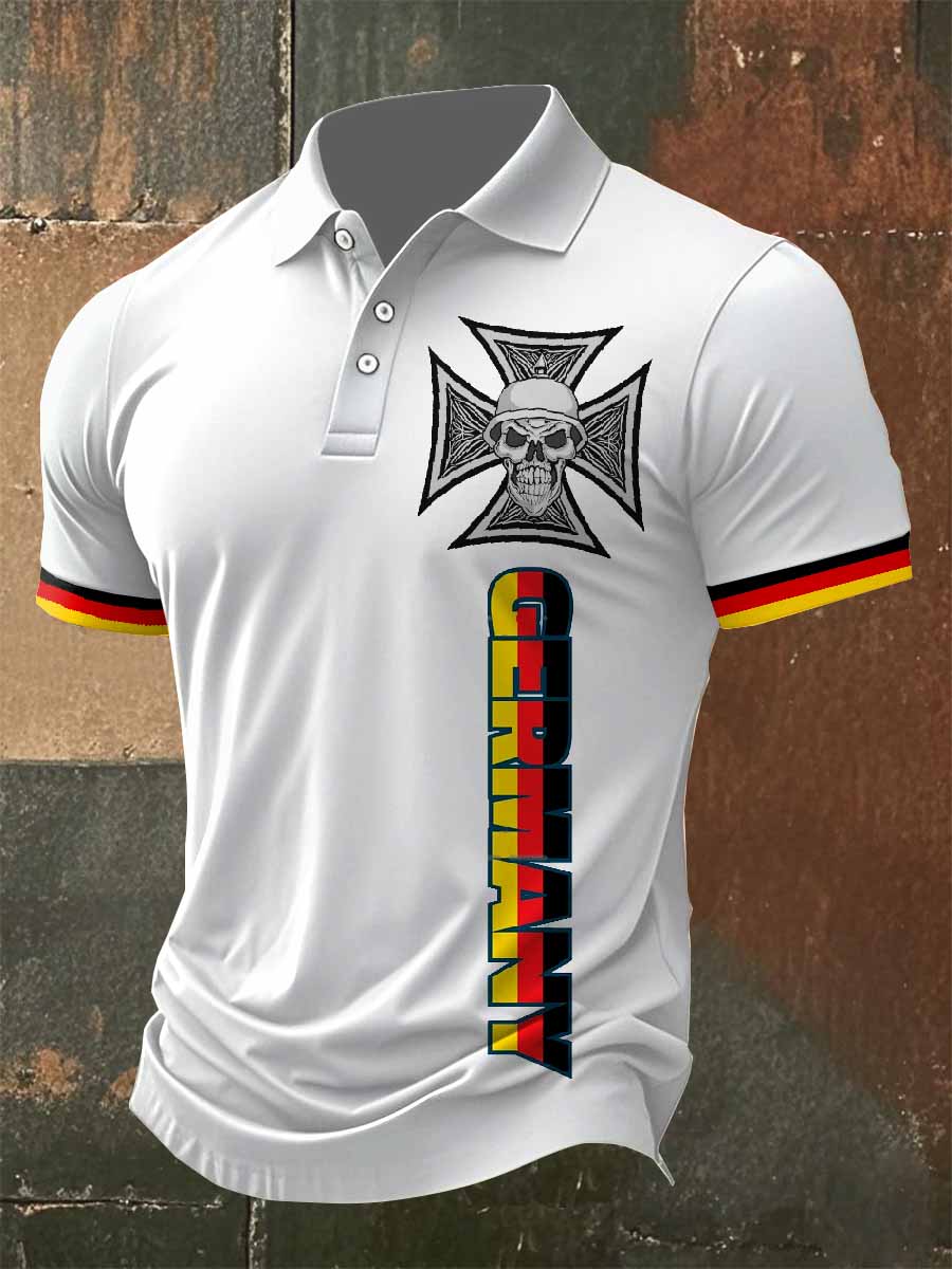 Herren Vintage Eisenkreuz-Poloshirt