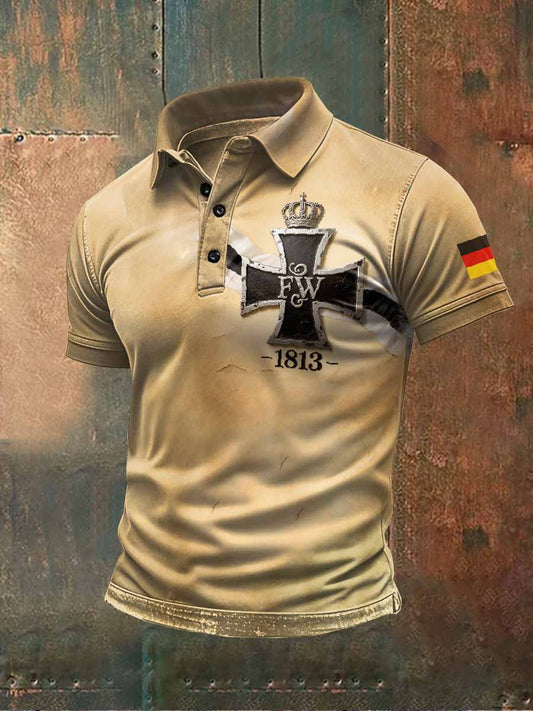 Herren Vintage Eisenkreuz-Poloshirt