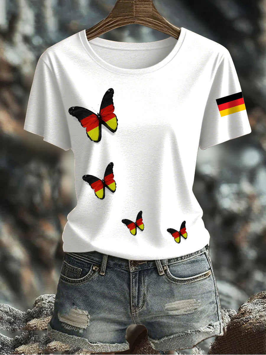 Damen-T-Shirt mit deutscher Flagge gedruckt