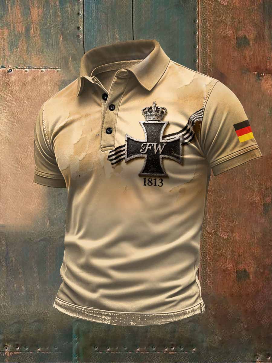 Nánshì fùgʼtiě shízì Polo shān 16/5.000 Herren Vintage Eisernes Kreuz Polos hirt