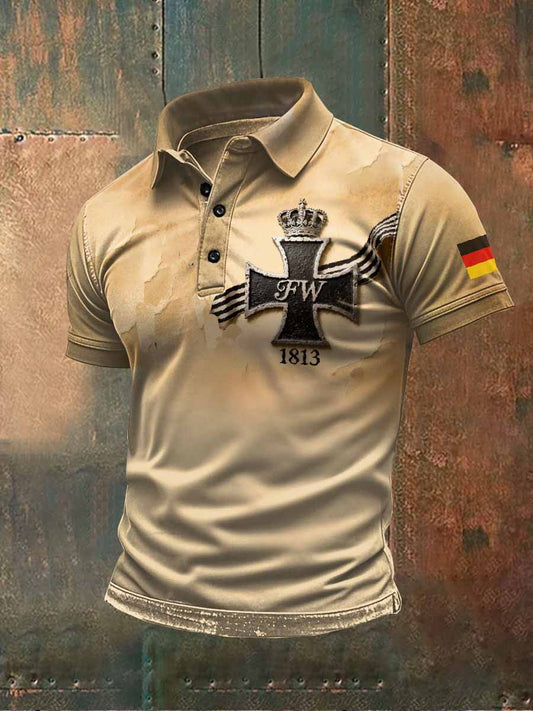 Nánshì fùgʼtiě shízì Polo shān 16/5.000 Herren Vintage Eisernes Kreuz Polos hirt