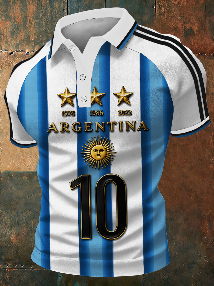 Männer argentin ische Fußball drei Knöpfe Shirt