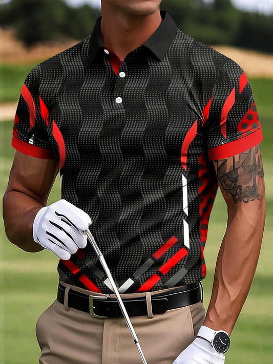 Herren Retro Golf Symmetrisches geometrisches lässiges Polos hirt