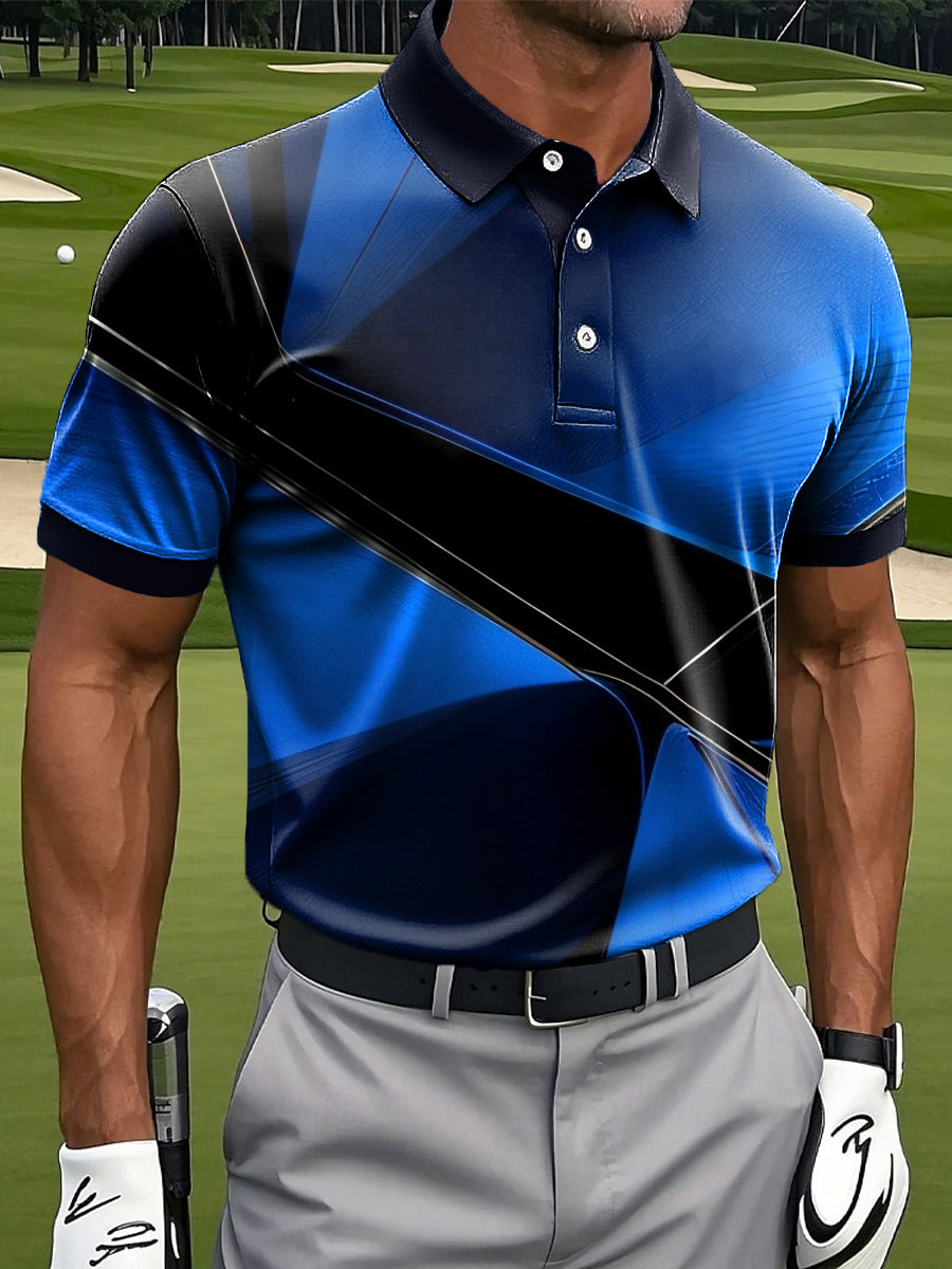 Asymmetrisches geometrisches lässiges Polos hirt für Herren Retro Golf